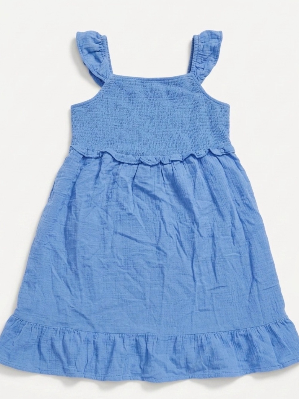 Thereabouts Girls Blue Smocked Ruffle Sleeveless Dress In Preppy Blue Size 2xl